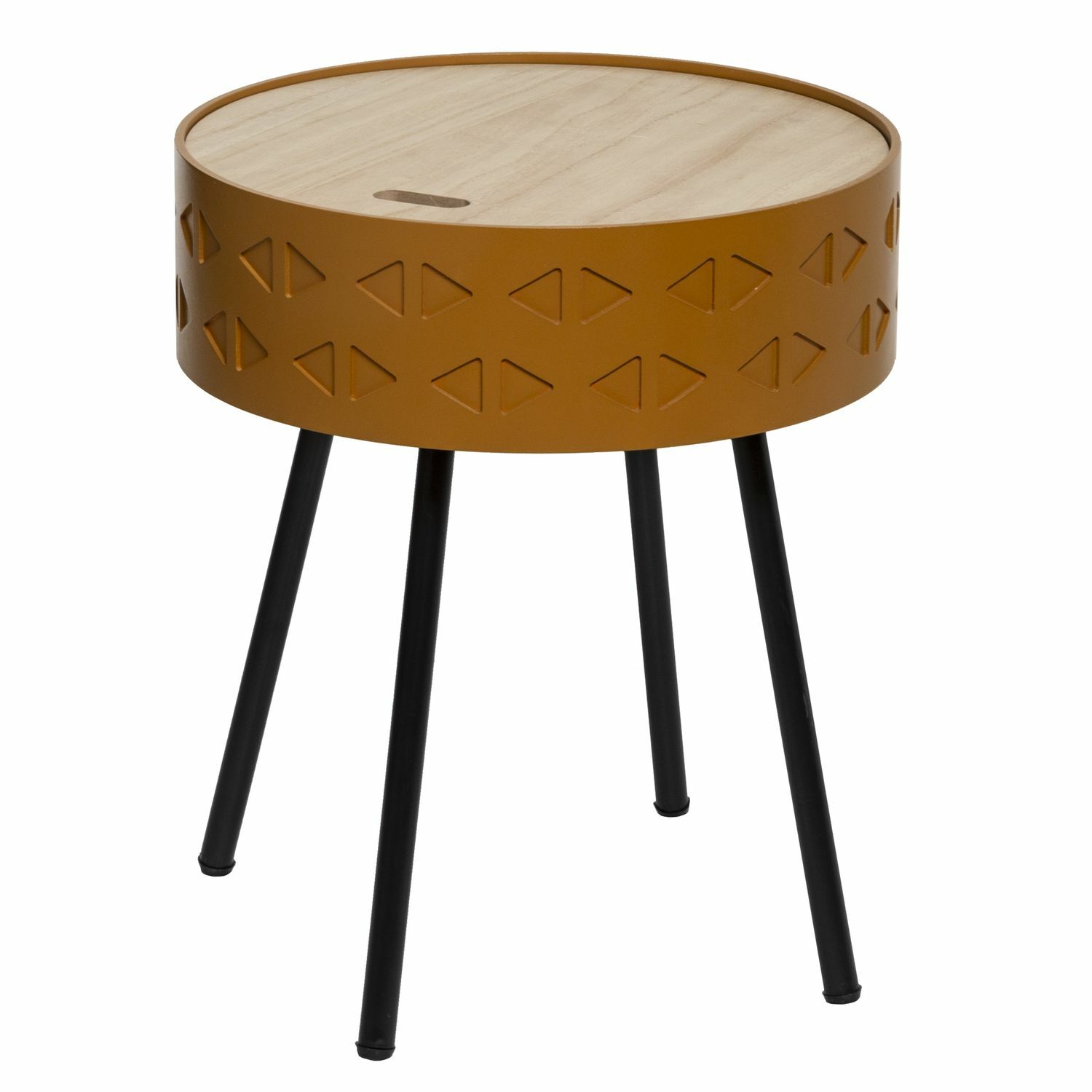 Table d'appoint coffre scandi Shiro 38x45 cm en bois jaune Atmosphera