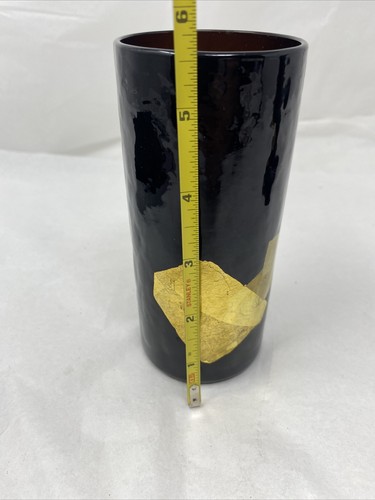 Vintage signiert Blattgold Highball dunkles Glas oder Glasvase. Mondrian. - Bild 9 von 12