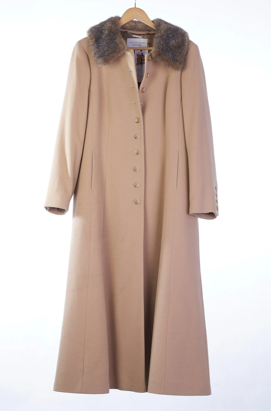 Windsmoor Wool Cashmere Blend Camel Full Length Coat UK Size 18 eBay