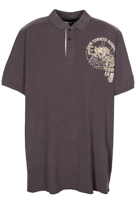 Kitaro Poloshirt Polo Shirt Herren Kurzarm Piqué Baumwolle Grau 3XL 4XL 8XL