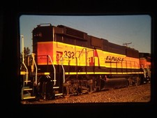 14420 VINTAGE Train Engine Photo 35mm Slide BNSF 332 GP60B MARCH FIELD CA