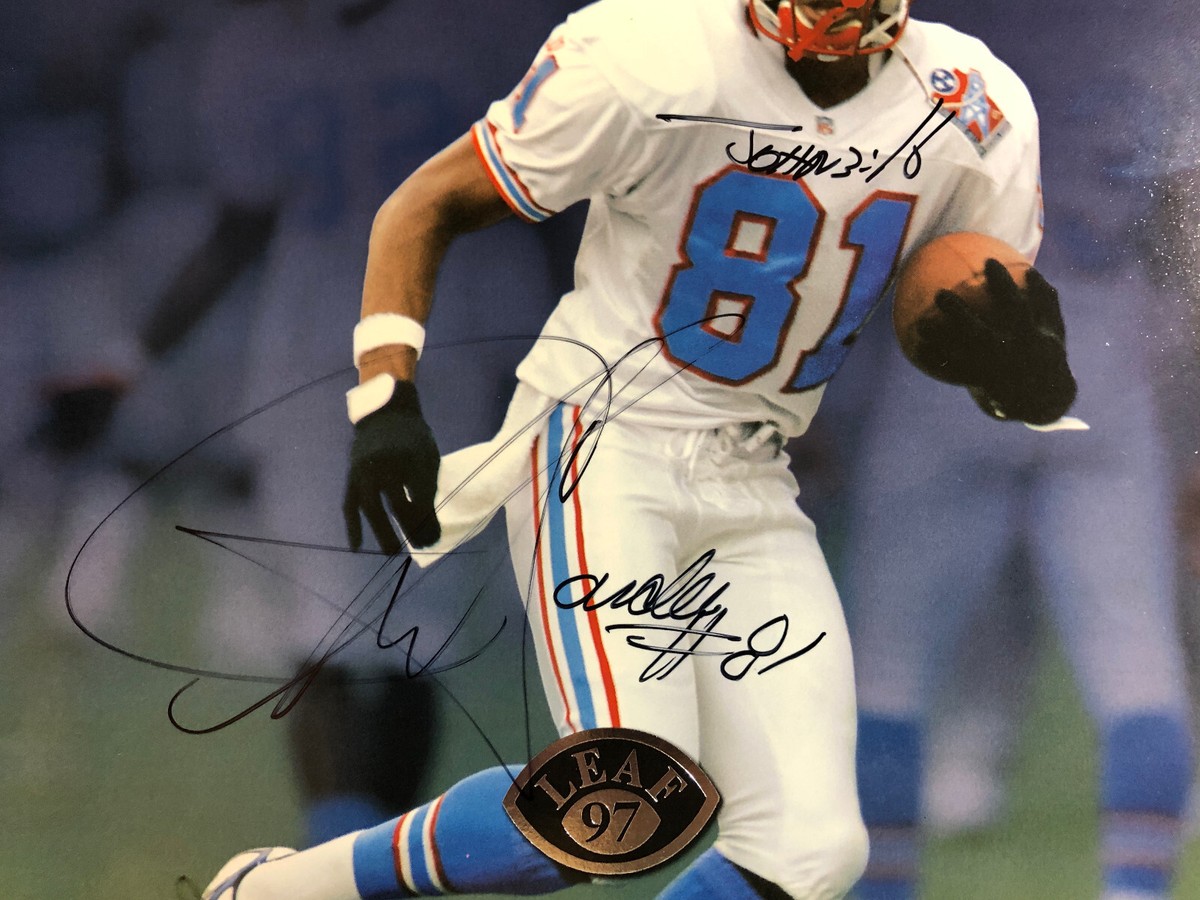 PRECIOUS L GEMS❣️CHRIS SANDERS❣️NFL❣️ Chris Sanders Titans Signed 1997 Leaf Donruss 8x10 Football