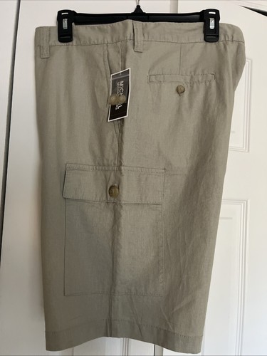 NWT~Michael Kors~LOGO~Beige~Chino Linen Cotton Shorts Size 38 - Picture 8 of 8