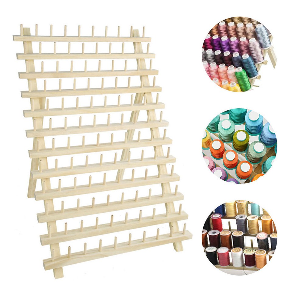 120 Spool Tailor Holder Storage Bobbin Sew Wood Thread Rack Sewing