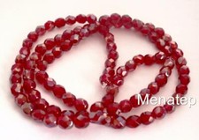 50 4mm Czech Glass Fire Polished Beads: Ruby - Celsian