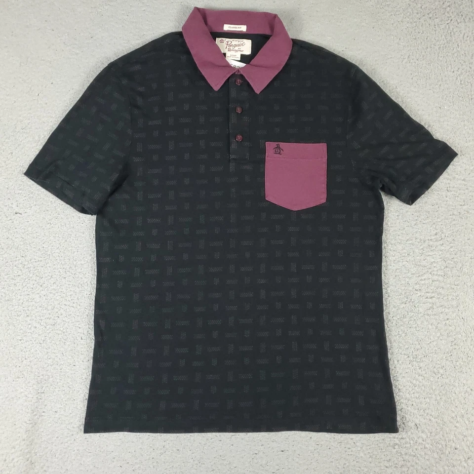 Penguin Polo Shirt Mens Size Small Black Geometric Casual Short Sleeve Adult - Image 2 of 4