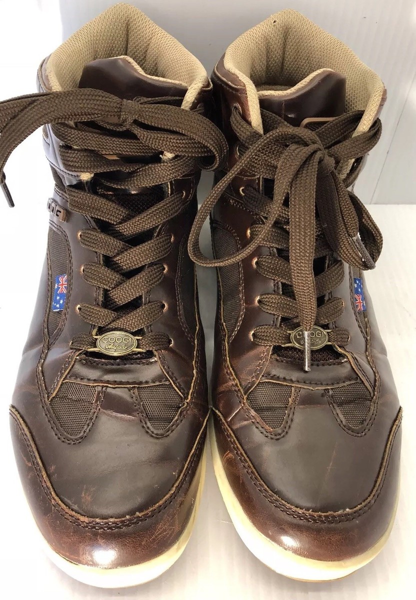 Coogi Australia Mens Brown PU Leather High Top Sneakers Lace  display picture 3