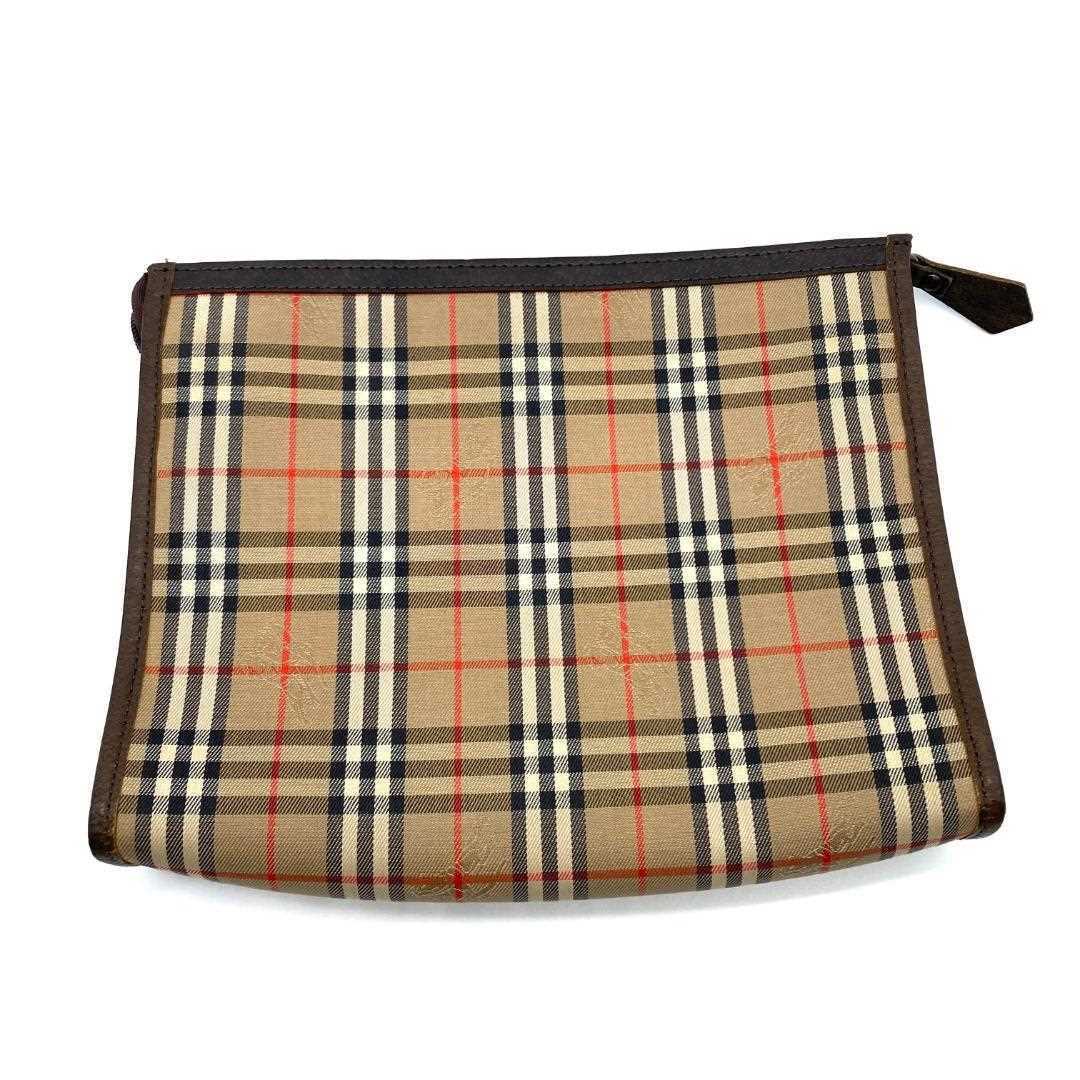 Burberrys Clutch Second Bag Nova Check Canvas Leather Brown Burberrys Clutch Second Bag Nova Check Canvas Leather Brown