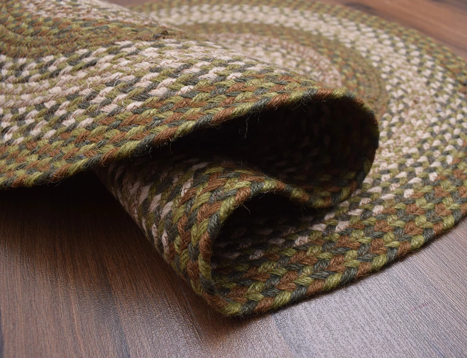 Alfombra de yute trenzado verde Earthone alfombra de granja/cocina Foto 2 de 4