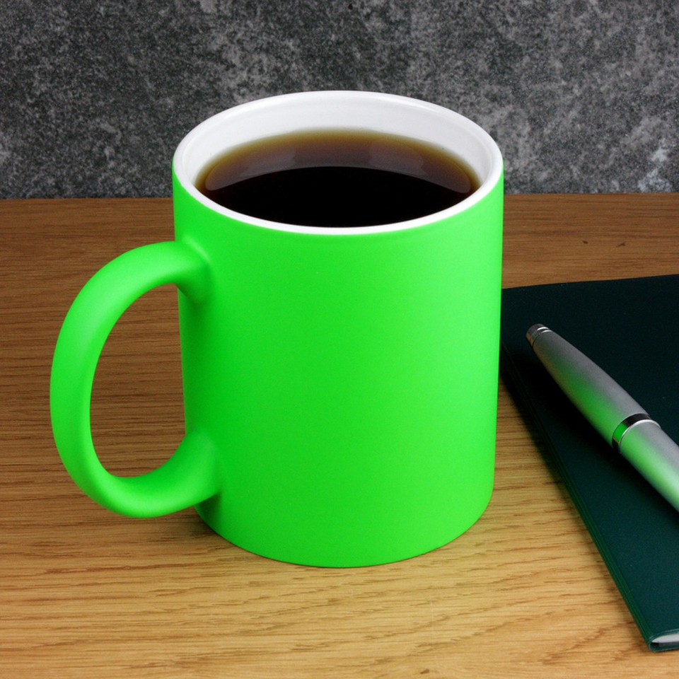 4 x Neon Bright Fluorescent Large 310ml Ceramic Coffee or Tea Mug Cup ...