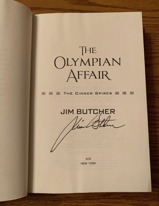 The Olympian Affair Signed on Title Page by Jim Butcher Cinder Spires