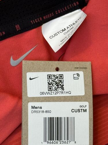 Nike Tiger Woods Custom Athlete Golf Polo Red Striped DR5318-850 PE Player Issue - Picture 3 of 6