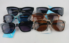 6 PACK FGX SUNGLASSES MIXED LOT PEACH, LEOPARD, AQUA, 3 BLACK DIFFERENT STYLES