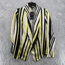 Jones New York Women’s Blazer 12 Bold Stripe Lemon Lime Signature NWT