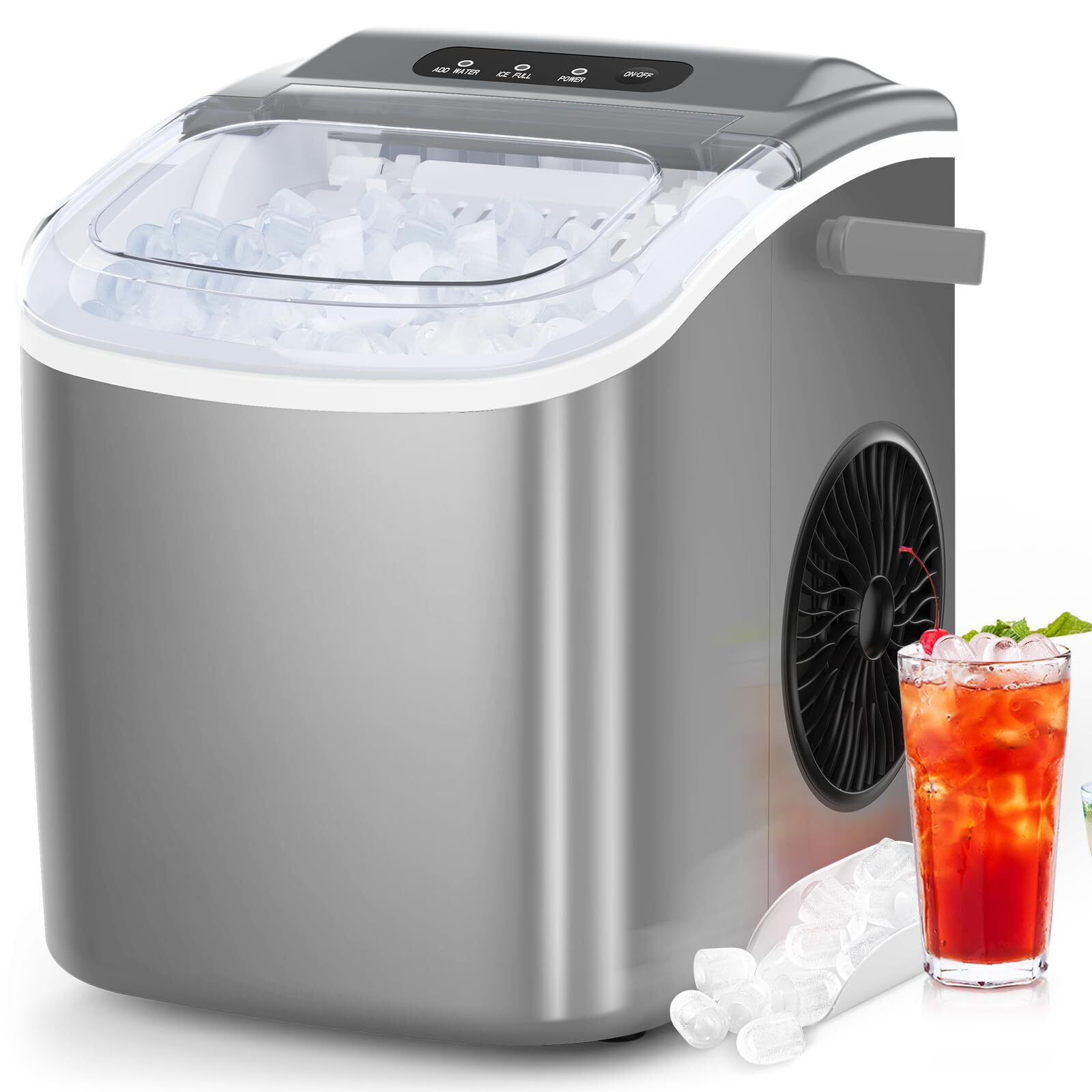 Ice Maker Countertop, Portable Ice Machine with Self-Cleaning, 26.5lbs/24Hrs,...