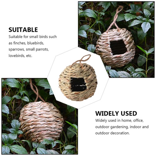 2 Pcs Weaving Bird's Nest Handmade Woven Straw Hummingbird collection House