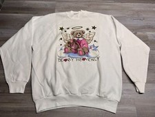 Vintage Granny Sweatshirt Sz XL Teddy Bear Angel Beary Heavenly 90s Made in USA