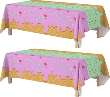 Ice Cream Party Decorations - Disposable Tablecloth for Ice Cream Birthday Party