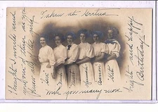 Real Photo Postcard RPPC - Six Women in Row Sisterhood - Birthday Greetings