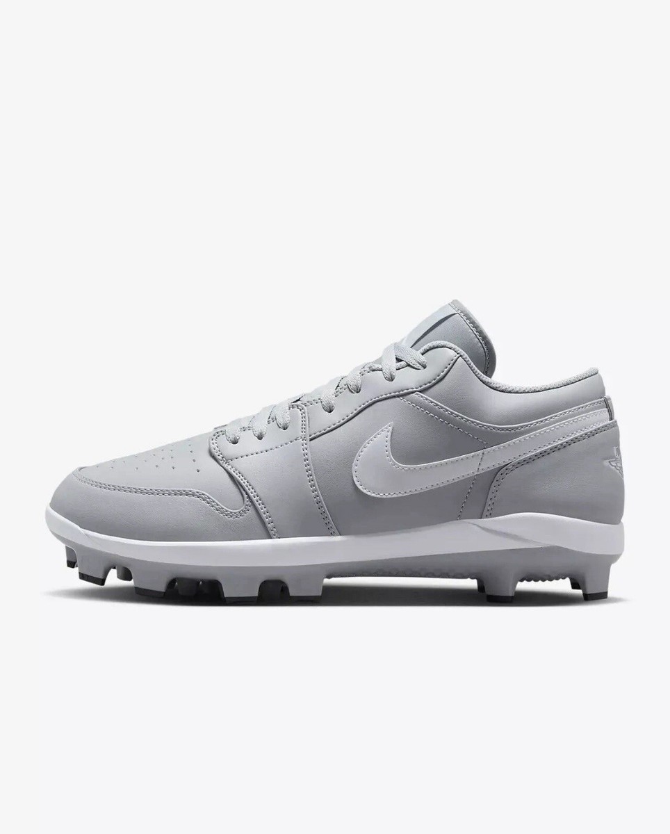 Air Jordan 1 Retro MCS Low Grey/White Baseball Cleats Size