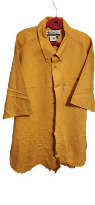 Columbia Sportswear Company Yellow Short Sleeve Button Up Shirt Large