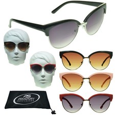 Women Bifocal Reading Sunglass Reader Oversized Cat-Eye Tinted Pink Red Tortoise