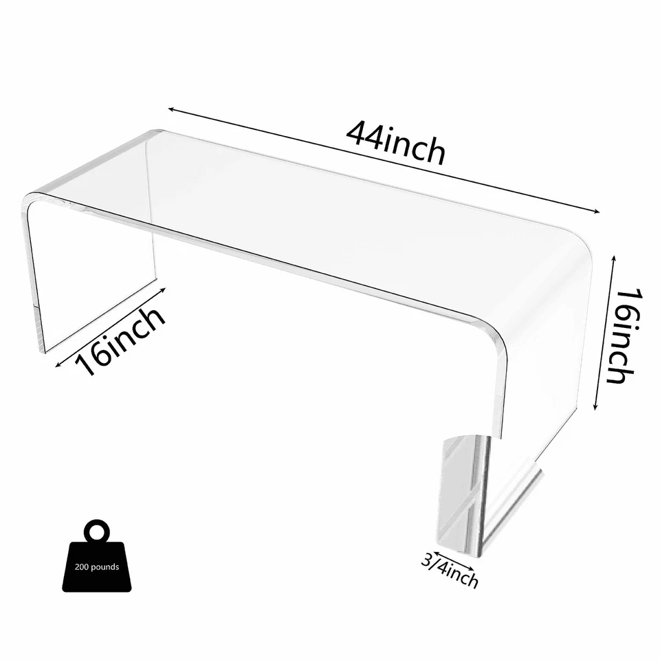 Premium Acrylic Coffee Table, 44" L x 16" W x 16'' H x 4/5'' Thick Clear Table - Image 4 of 4