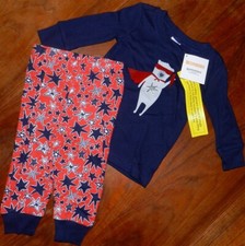 Pajama Set 2pc Caped Bear Red Navy Cotton Gymmies Gymboree Boy sz 6-12 mo New