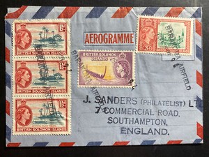 1957 Barakoma Airfield British Solomon Island Air Letter Cover To England