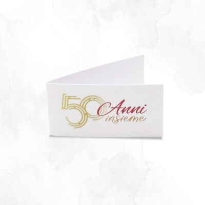 kamiustore Bigliettini 50° Anniversario di Matrimonio MOD. Nozze d' Oro neutri - Set da 20, 50, 100 Pezzi (50 bigliettini