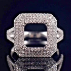 Custom Semi Mount Halo Ring Square Cut 8×8MM Split Shank Semi Mount Platinum 950