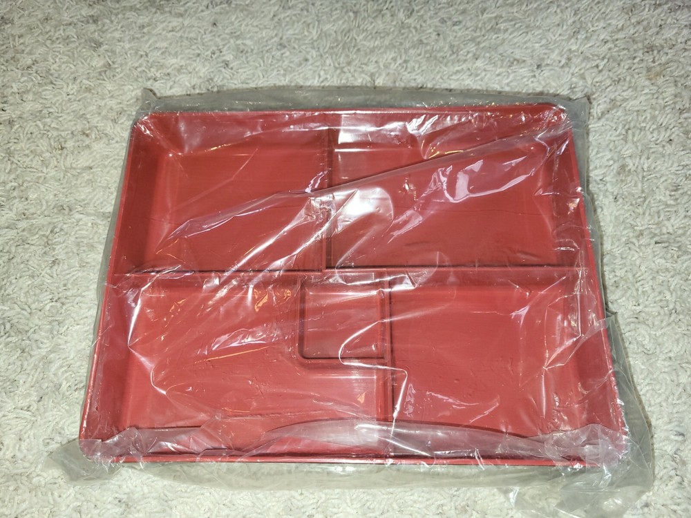 Japanese Bento Box With 5 Divider Compartments Lacquered Platter 10-3/4"X8-1/4"