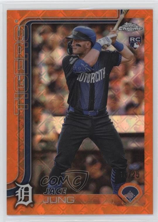 2025 Topps Chrome Logofractor Edition Orange Refractor /25 Jace Jung #225 0m89