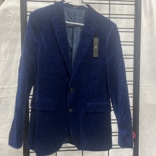 JF J. Ferrar Men  s Slim Fit Velvet 2- Button Double Vented Sports Coat. 40 reg