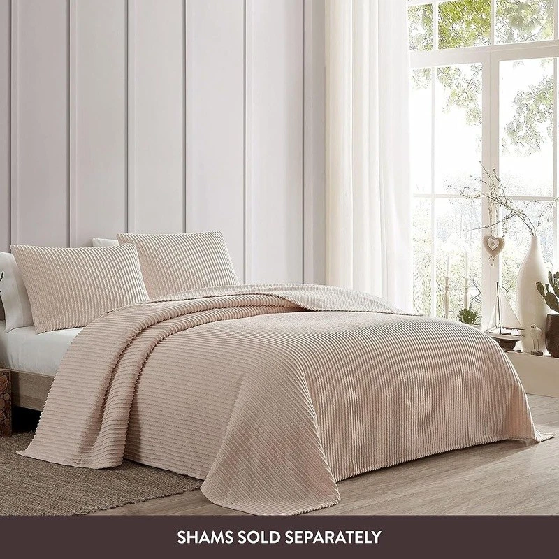 Colcha de chenilla color liso ropa de cama de algodón ligera elegante decoración de dormitorio Foto 4 de 4