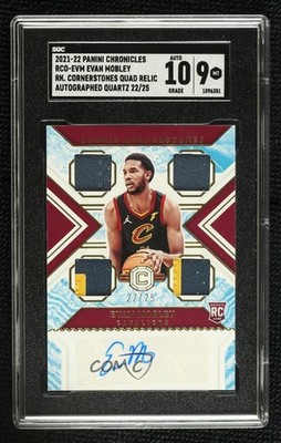 2021 Chronicles Rookie Cornerstones Quartz 22/25 Evan Mobley SGC 9 Auto RC 09ou