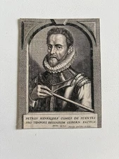 Antique Portrait Engraving of Pedro Henriquez de Acevedo, Count of Fuentes 