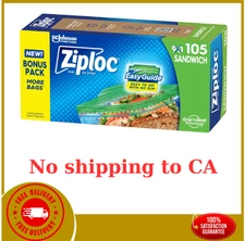 Ziploc Sandwich and Snack Bags with EasyGuide Texture, 105 Bags Total