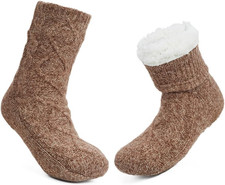 Women's Winter Slipper Socks with Grippers, Warm Cozy Fuzzy Fleece-lined Cabin S