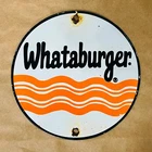 Whataburger Classic Vintage Advertising Sign Porcelain Enamel 6" inch