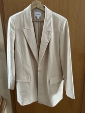 Nine West Women's Cream Camelot One Button Collared Dress Blazer Size XL