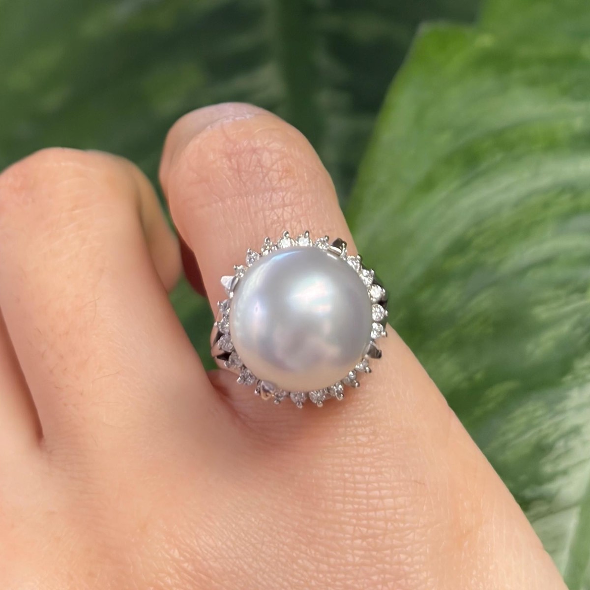 0.35 CT DIAMOND PEARL PLATINUM RING - R10672 | eBay