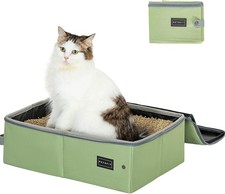 Compact and Foldable Cat Litter Box with Lid - Perfect for Travel & Outdoor Use