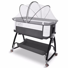 Portable Baby Crib Soothing Baby Bed with Storage Basket Mosquito Net Baby Cradl