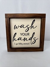 Rustic Wood 'Wash Your Hands You Filthy Animal' Funny Bathroom Sign