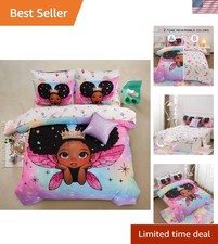 Enchanting 6-Pc Twin Princess Bedding Set with Unicorns Glitter - All Seasons