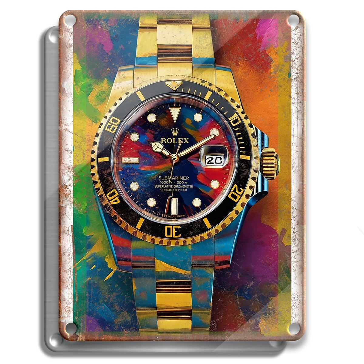 METAL SIGN - ROLEX SUBMARINER WATCH COLORFUL - VINTAGE AD RETRO