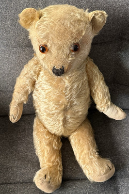 Vintage goldener Mohair amerikanischer Stock Bär Glasaugen 1930er voll verbunden 21 Zoll