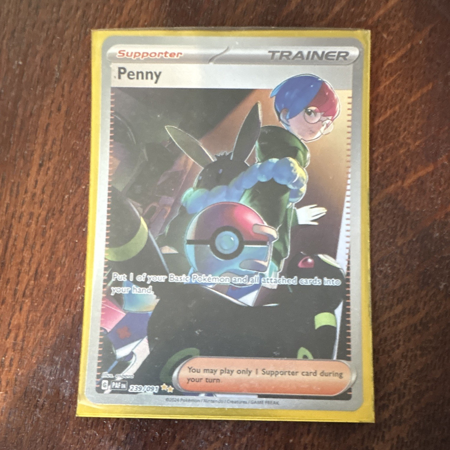Pokemon Penny 239/091 SV Paldean Fates Full Art Holo Ultra Rare Eng 2024