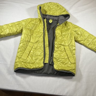 Gap Kids Puffer Jacket, Size XS (4-5) Green & Gray Primaloft Filling